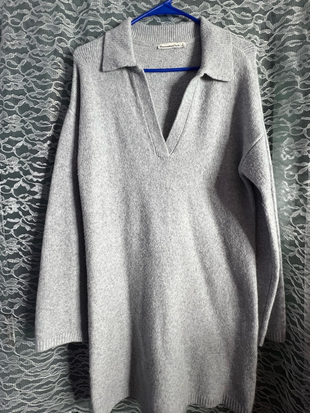 Abercrombie and Fitch Gray Collared V-Neck Sweater Dress Size Small